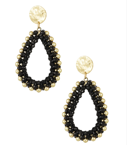 Biba Oorbellen Black Big Beads