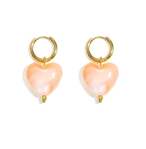 Biba Oorbellen Parelmoer Hart-Creool Peach
