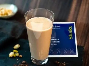 Chocolade- en pistachesmaak shake lactosevrij