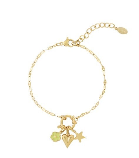 Biba Armband DIY met Charms Groen-geel