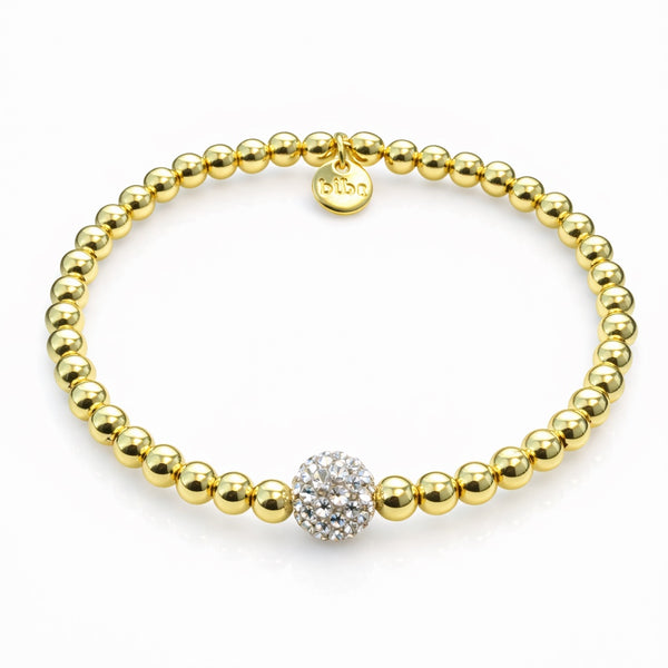 Biba Armband Goud-Kralen met Strass-Bol Groot