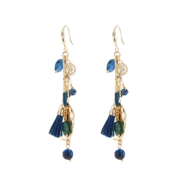 Biba Oorbellen Hanger Goud en Bol Blauw