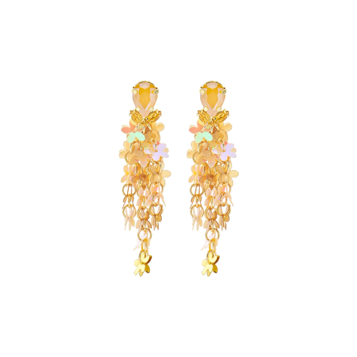 Biba Oorbellen Lang Goud Beige